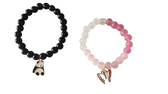 Bracelet Set with Glass Beads and Charms, Pack of 2, Panda and butterfly Designs (B0D5RF9ZXM) Amazon Price History, Amazon Price Tracker