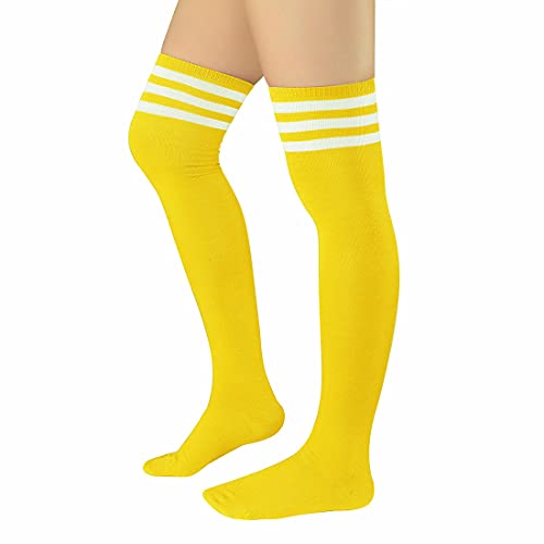 Image of Century Star Thigh High Socks Striped Extra Long Tube for Women Over the Knee Athletic Sports Socks Plus Size Stockings