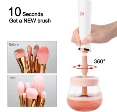 MayMax Limpiador de Brochas Electrico con Adaptadores - Limpia y Seca tus Brochas de Maquillaje en Segundos, Kit Completo para Distintos Tamanos