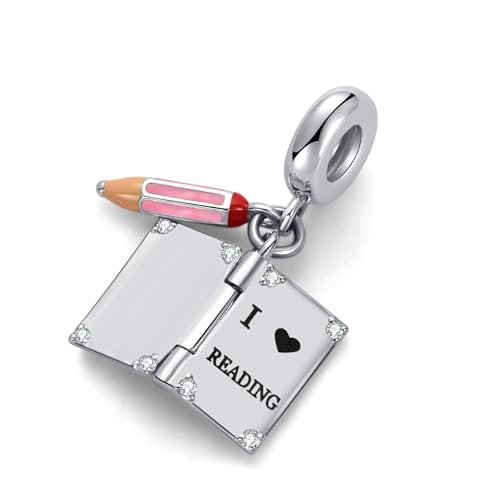 Openable Knowledge is Power I Love Reading Book Pencil Charm Compatible with Pandora Charms Bracelets Graduation Gift for Daughter Sister Granddaughter Birthday2