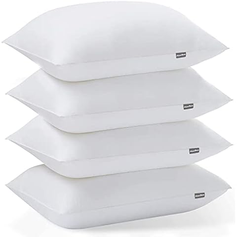 Adam Home Pillows Pack of 4 Standard Size Extra Soft Filling Hotel Quality Comfortable Bed Pillow Bounce Back Pillow Suitable for Back and Side Sleepers Body Pillow Set Sleeping Pillows Hollowfibre Cover