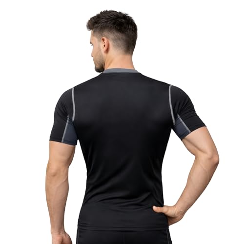 Image of NINQ Full Sleeve Compression, Workout, Round Neck, Down Shoulder T-Shirt - Men's Gym, Athletic & Sports Tights for Fitness