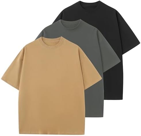 Men's Oversized T-Shirts Cotton Tee Heavyweight Unisex Short Sleeve Crew Neck Loose Fit Basic Tops