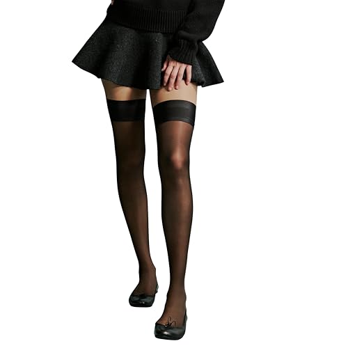 L'eggs Women's Luxe Contour Thigh Highs | Sheer Toe, Anti-Slip Stockings, Stay Put Band, Silky Smooth Hosiery, Versatile Fashion for Everyday or Special Occasions| Black, Size XX-Large (Pack of 1)
