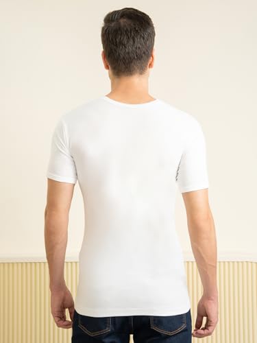 Image of Lux Cozi Men's Half Sleeve Vest Pack of 3 | Cotton Round Neck Vest for Men | White Cotton Banyan | Soft, Breathable & Lightweight Men's Innerwear