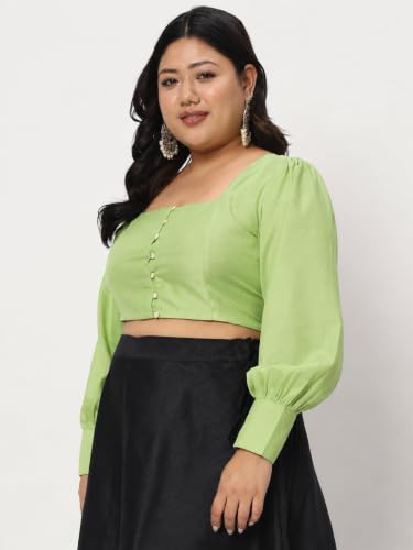 Image of studio rasa Women's Plus Size Chroma Button Down Crop Top for Wedding Festive Party