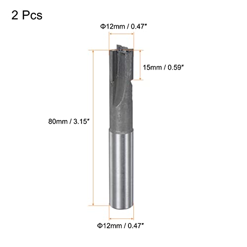 Image of uxcell Square Nose End Mill, 12mm Cutting Dia Tungsten Carbide Tip 3 Straight Flutes Milling Cutter with 12mm Straight Shank, 2pcs