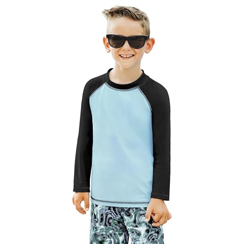 Made in USA Big Girls' Solid Rashguard Swimming Tee for The Beach or Pool Peplum Sun Protection SPF50+ Swim Tee
