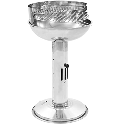 Barbecues - Vidaxl Pedestal Charcoal Bbq Grill Stainless Steel - Zilver