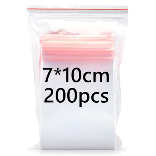 7x10cm Druckverschlussbeutel Klein, 200 Stück Verpackungstüten, Wiederverschließbare Baggies, Wasserdichte Tüten Verschluss für Küchenaufbewahrung, Aufbewahrung von Büromaterial usw