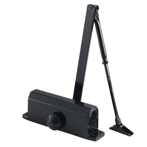 haoyunjianjiak 堅塁金物 ドアクローザー 引き戸 自動閉門 玄関ドア ドアストッパー 防火扉クローザー、ヘビーデ (銀-90°自動ドアクローザー) (ブラックS+ 閉扉器【90°位置決め】)