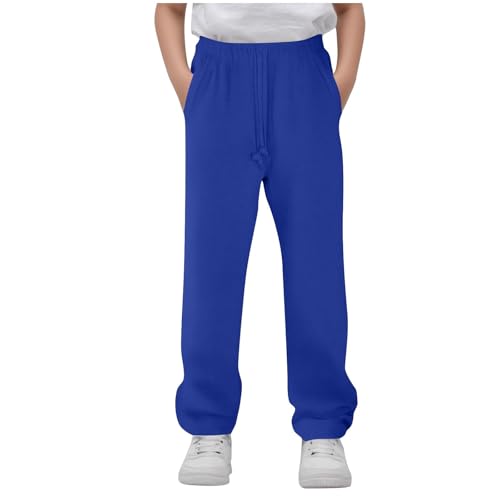 Boys Girls Fleece Sweatpants Straight Leg Active Workout Casual Joggers with Pockets Kids Comfort Soft Cargo Pants