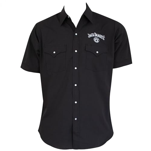 Jack Daniels Mens Black Button-Down Shirt