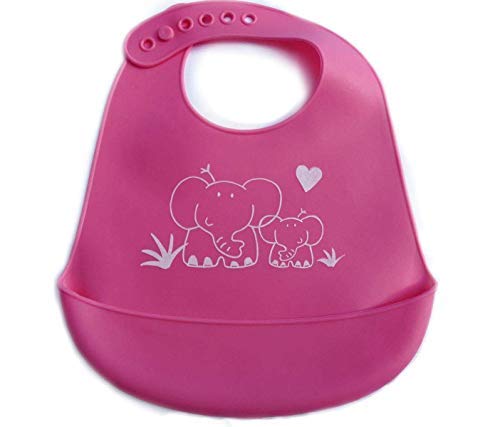 Chirpy Baby Soft Bib Food Grade Sillicone Baby Feeder with Food Catcher (Pink)