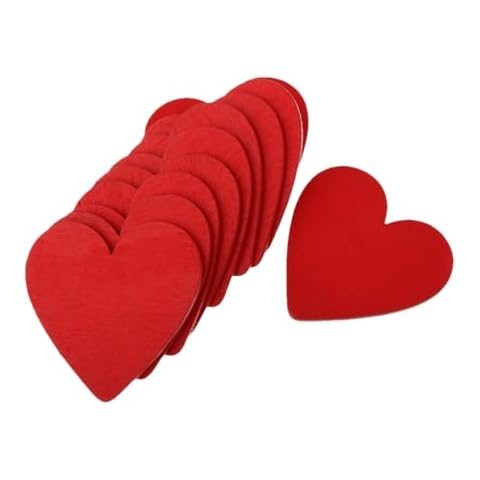 BESTOYARD 20pcs Red Wooden Heart Slices Blank Unfinished Wood Cutout DIY Accessary for Wedding Christmas Party (5cm) Cover