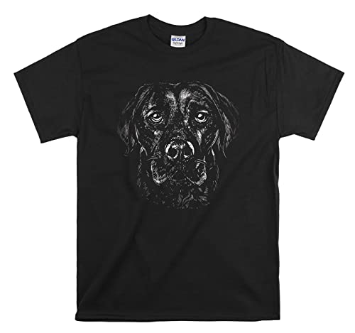 T-shirt Labrador Retriever noir XXL vêtement homme femme motif sketch