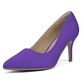 IDIFU Purple High Heels Pumps Closed Toe Heels Women's Pumps Stiletto Pointed Toe Dress Shoes Wedding Prom Bridal Work Office Bride Trendy Dressy Comfortable Classic Pumps Shoes(Purple Suede,8)