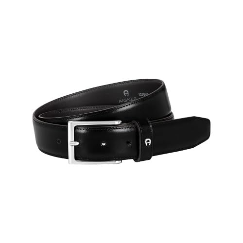 Aigner Gürtel Basic 126069 Black, Silber Matt
