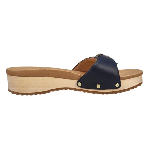 Dr. Scholl's Women's Original Too Slide Sandal, Navy Blue Leather, 84