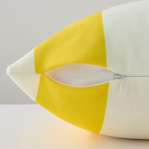 Image of Allorry Outdoor Pillow Covers 12x20 Set of 2 Yellow Striped Decoration Throw Pillow Covers for Spring Summer Outdoor Waterproof Garden Patio Furniture Sofa Bed Home Decor JB007-F12