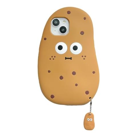YAKVOOK Bear Case for iPhone 15 Pro Max,Kawaii Phone Cases 3D Silicone Cartoon Potato with Keychain Fun Cute Case Soft Rubber Shockproof Protective Case Women Girls for iPhone 15 Pro Max Cover