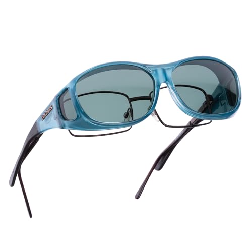 Cocoons Glossy Polarized Fitover Sunglasses M Slim Line Rectangular Aqua 61 mm