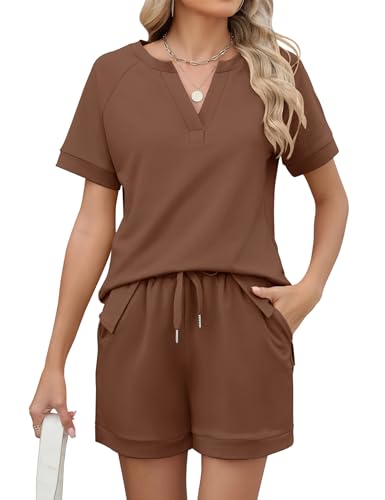 Image of LOMON Womens Two Piece Sets Summer Lounge Sets Sweatsuit Shorts Set Casual Matching Sets