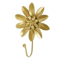 OUNONA Multipurpose Metal Flower Hook Wall Mounted Decorative Hanger for Coats Hats Towels Keys Easy Installation Stylish Gold Finish for Hallway Bedroom Bathroom Kitchen