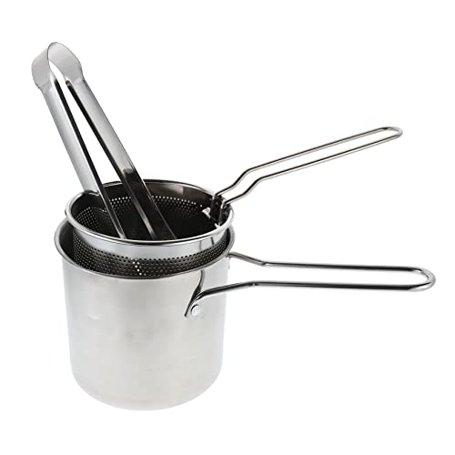 PRETYZOOM Deep Fryer Basket Stainless Steel Nonstick Easy to Clean Ergonomic Handle Food Fryer Pot