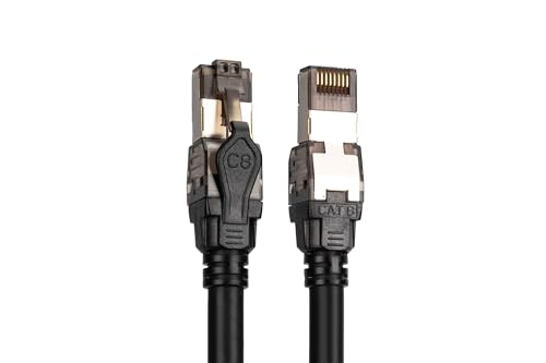 Cable LAN Cat 8.1 Digitus 0.5m con conector RJ45 negro miniatura 7