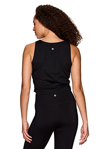 RBX Active Women's Cropped Crew Running Top Golf Gym 1/4 Zip Tank Top Zip Black L
