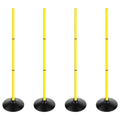 TNZMART 3.9FT Detachable Speed Agility Poles Agility Training Poles Set Adjustiable Height Soccer Poles with Rubber Base (Pack of 4, Yellow) Cover