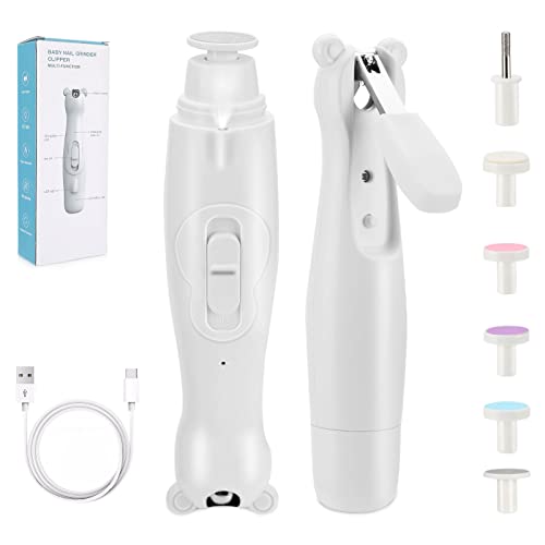 Holres Lima de Uñas para Bebés 2 en 1 Cortaúñas Eléctrico con Luz LED Carga USB Set de...