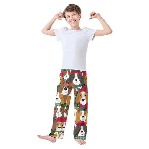 ZZXXB Winter Beagles Boys Long Pants Soft Trousers Elastic Waist Kids Lounge Bottoms with Pockets S-XL3