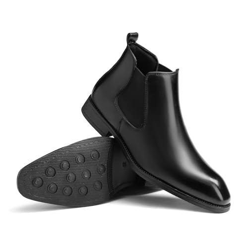 SANNAX Chelsea Botas masculinas clássicas de couro para negócios, sapatos casuais de couro para home