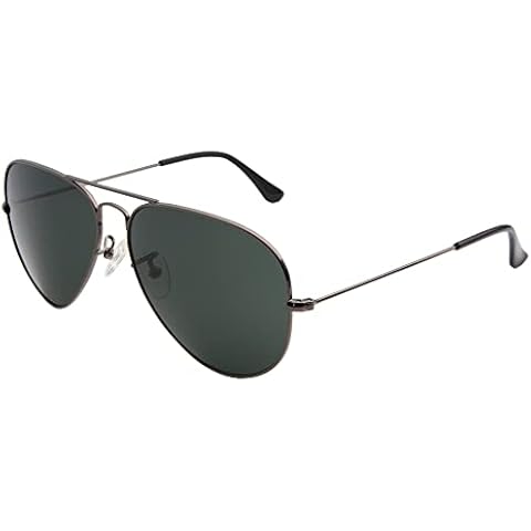 K KAREZOG Pilot Sunglasses Mens, Real Glass Lens Sunglasses Womens Classic Metal Frame Black Sun Glasses,Ladies sunglasses Oversized Driving Sunglass UV Protection,60MM Cover
