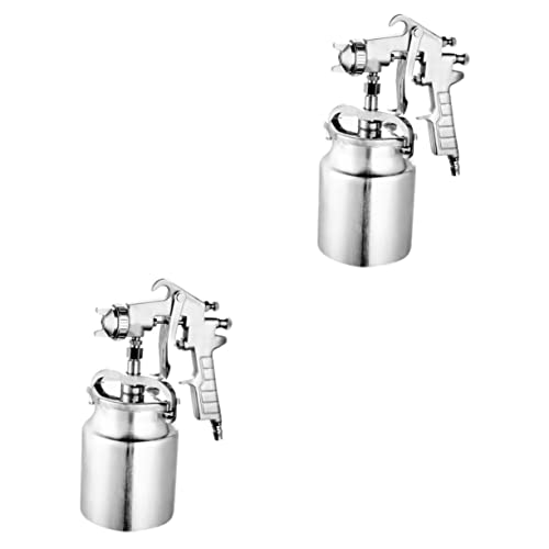 jojofuny 2 Piezas Rociadora Boquilla Sin Aire Spray De Alimentación De Sifón Mancha Compresor Aerógrafo Pulverizador De Pintura Rociar Líquido Bomba Auto Silver Aleación De Aluminio