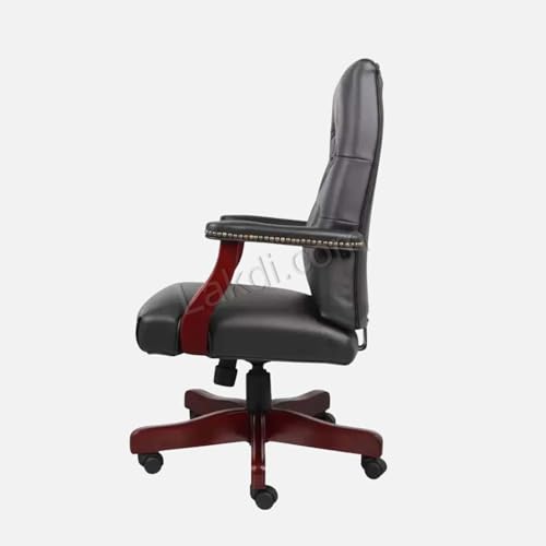 Image of Lakdi The Furniture Director & Executive Office Chair Tufted Design Made in Solid Wood with Leatherette Upholstery & Armrest with Height Adjustable Chair - Black - 111011309 Black