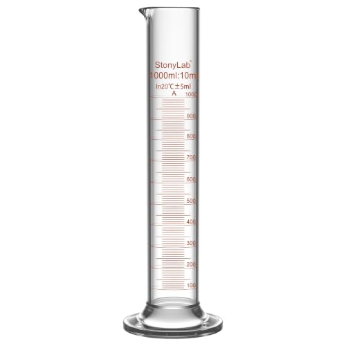 Cilindro graduado de vidrio borosilicato stonylab de 1000 ml con escala clara