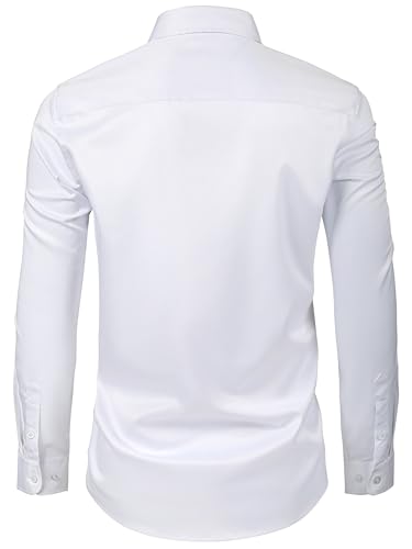Ficovis Men's Dress Shirts Button Down Long Sleeve Business White L - image 3