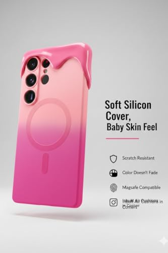Image of amazon basics Gradient Mag-Safe Case for Samsung Galaxy S23 Ultra 5G | Soft Silicone Shockproof Cover with Camera Protection | Slim Lightweight Design | Smooth Touch & Durable - Light and Dark Pink
