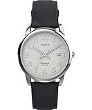 Timex メンズ イージーリーダーウォッチ, ブラック/シルバートーン/ホワイト/C/35mm。, 35mm, 読みやすい腕時計。