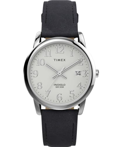 Timex Men's Easy Reader 35mm Watch - Black Strap White Dial Silver-Tone Case