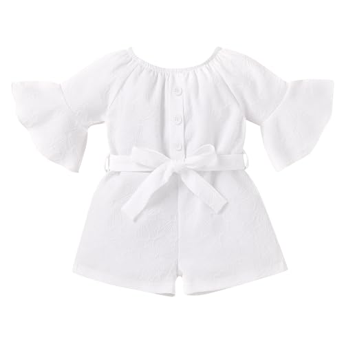 YOUNGER TREE Kids Toddler Baby Girls Summer Outfit Off-Shoulder Sunflower Overall Romper Jumpsuit Short Trousers Clothes