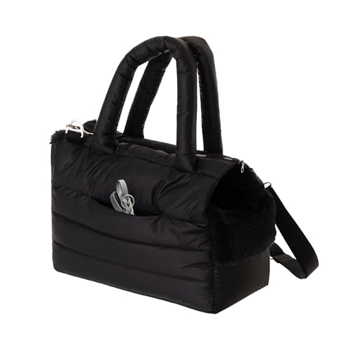 PillowPrim Hundetasche, Welpentasche - Tragetasche für kleinen und mittleren Hund, Katze - S - bis 5 kg, Tasche für unterwegs, Hundetrage mit Karabiner, Dog Carrier, Transporttasche, schwarz