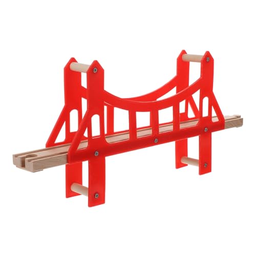 Abaodam 1 Pc Pista De Juguete Pequeña Auto Mini Juguetes Pequeño Vía De La Escena del Tren Accesorios De Vías De Tren Accesorios para Puentes De Vías De Tren De Madera Rojo