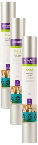 Image of Cricut Everyday Iron On - 12 inch x 2ft - HTV Vinyl for T-Shirts - StrongBond Guarantee, Outlast 50+ Washes, Use with Cricut Explore Air 2 /Maker, Silver (Pack of 3)