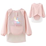 FYting Bata Escolar Niña,Bata Plastico Niños(Rosa)