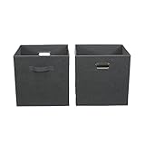 Household Essentials, Black Cobblestone 2 Pack Open Storage Bins with Dual Handles, 13 x 12 x 13