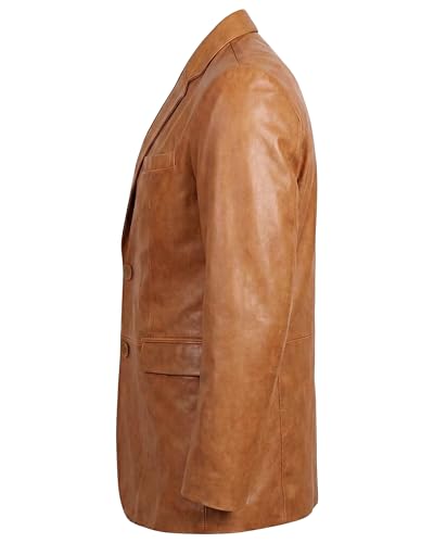 Image of Men's Leather Blazer - Lambskin Leather Blazer Men Genuine Leather Jacket Blazers - Men's Real Leather Sport Coat